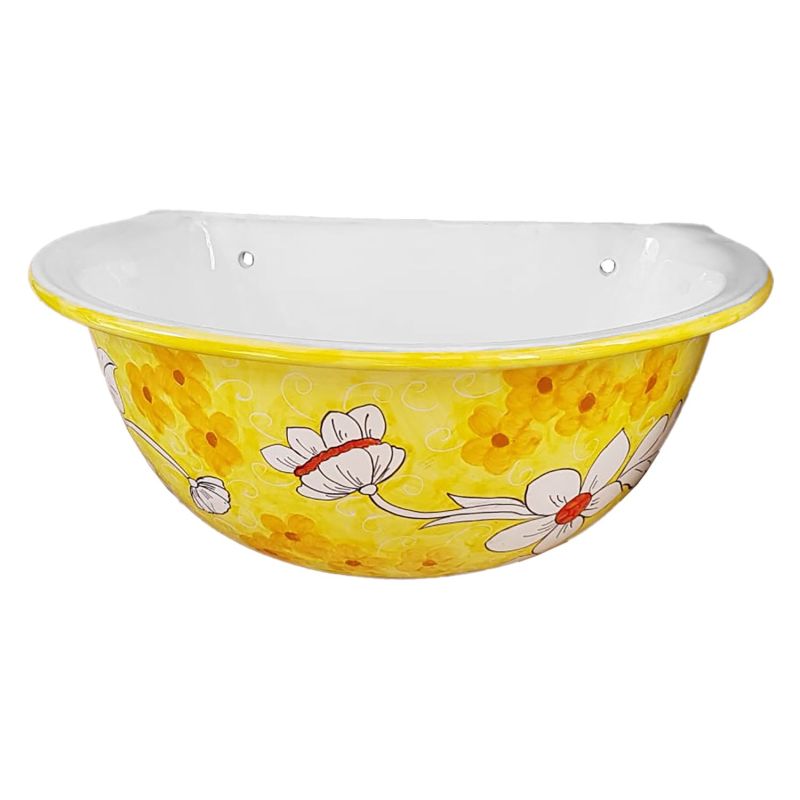 Vasca a muro per Fontana da giardino. Fondo Giallo Ceramica di vietri