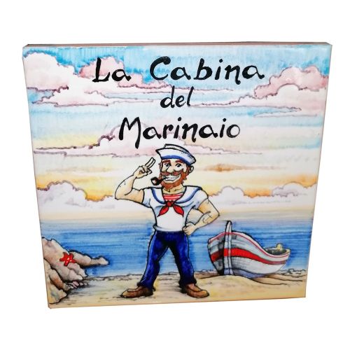 Targa quadrata personalizzabile linea personaggi. Ceramica di Vietri dipinta a mano