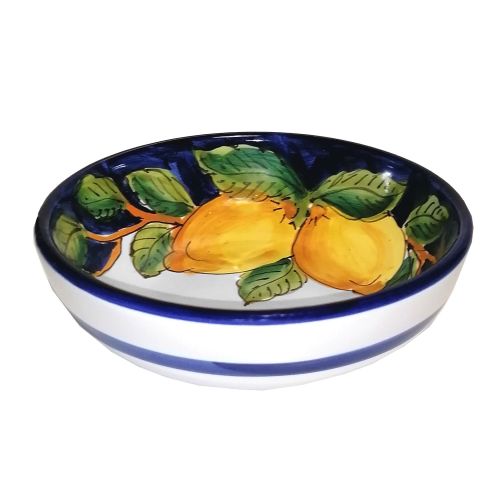 Coppa liscia piatto fondo fondina. Insalatiera. Linea Fiori e Limoni Ceramica di vietri.