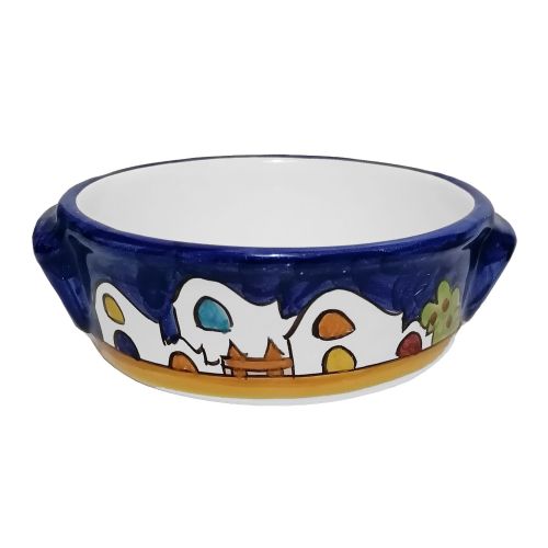 Oven terrine. Houses line. Hand Painted Vietri ceramics