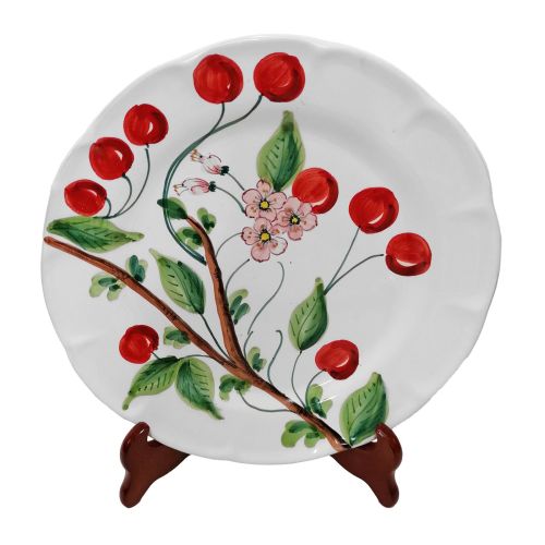 Dish, plate Cherries line Hand-painted Vietri ceramic Available as a dinner plate soup plate dessert/fruit plate, or underplate.