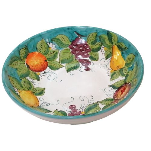 Bowl plain border Fruit line. Handpainted Vietri ceramic
