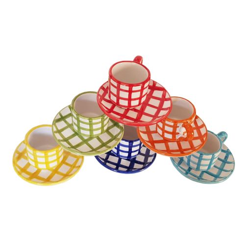 Set Tazzina + piattino linea Righe -Ceramica di Vietri... 2