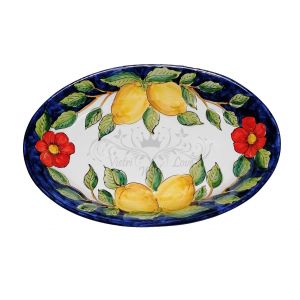 Ovalina liscia linea Fiori e limoni. Piatti da portata in Ceramica di  Vietri.