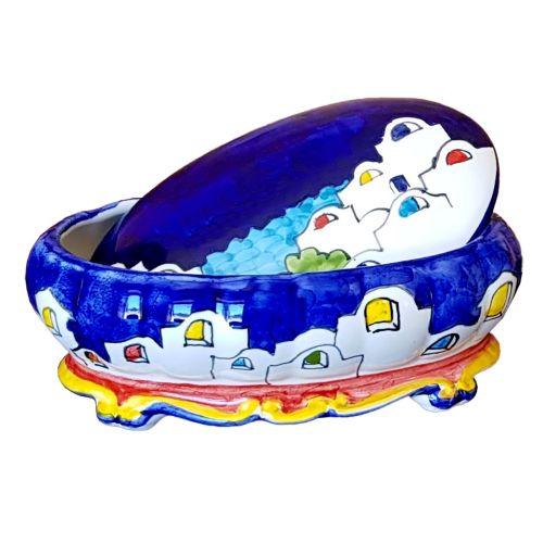 Glove Box house line blue handpainted Vietri ceramic