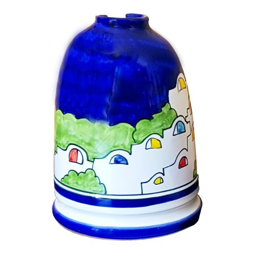 Brush holder WC house line blue handpainted Vietri ceramic