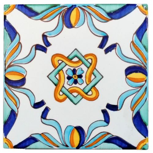 Mattonelle - piastrelle quadrate in ceramica vietrese dipinta a mano.
