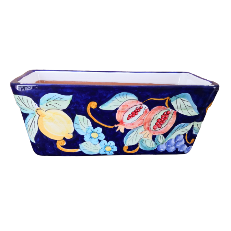 Rectangular Planter – Blue Base with Lemons and...