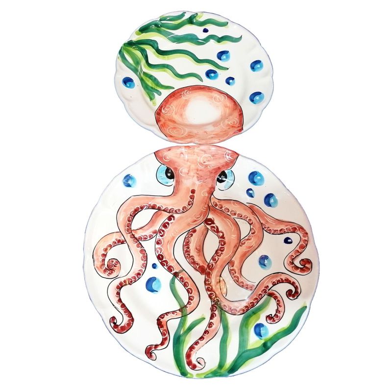 Marine-themed set. 2 decorated Vietri ceramic...