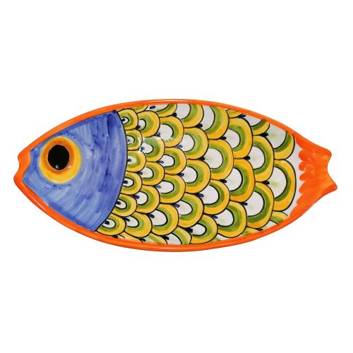 Piatto Forma Pesce. Ceramica vietrese. Dipinto a mano