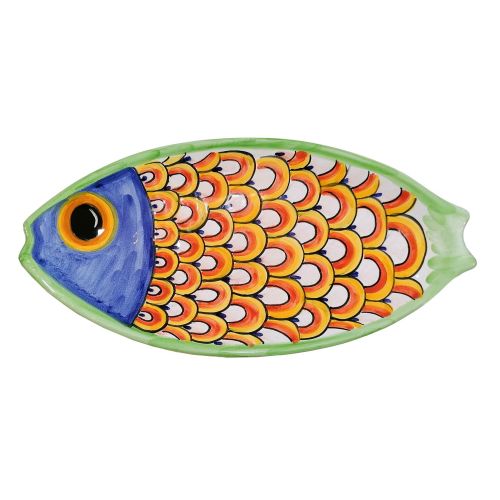 Piatto Forma Pesce. Ceramica vietrese. Dipinto a mano