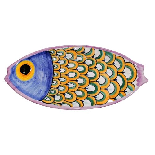 Piatto Forma Pesce. Ceramica vietrese. Dipinto a mano