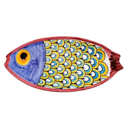 Piatto Forma Pesce. Ceramica vietrese. Dipinto a mano