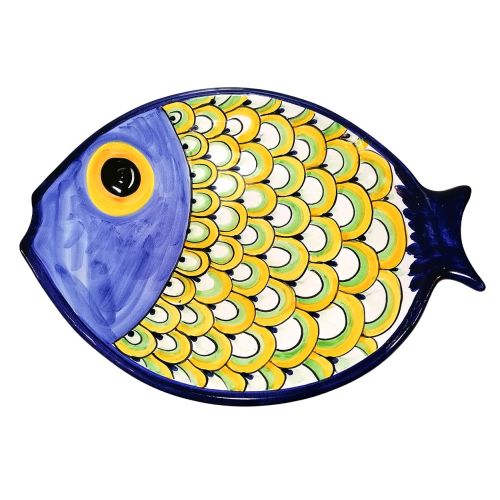Piatto Forma Pesce. Ceramica vietrese. Dipinto a mano