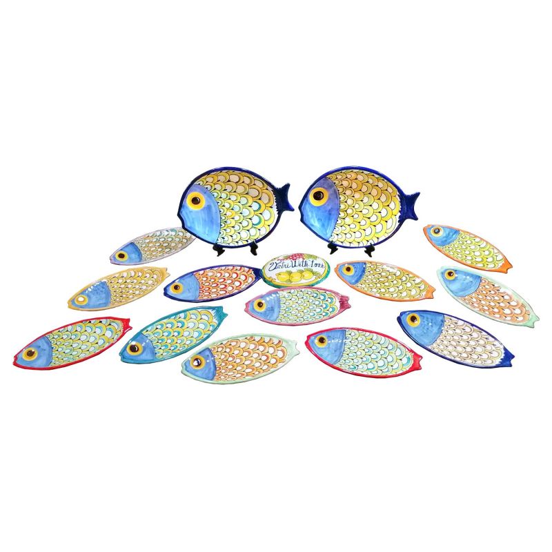 Piatto Forma Pesce. Ceramica vietrese. Dipinto...