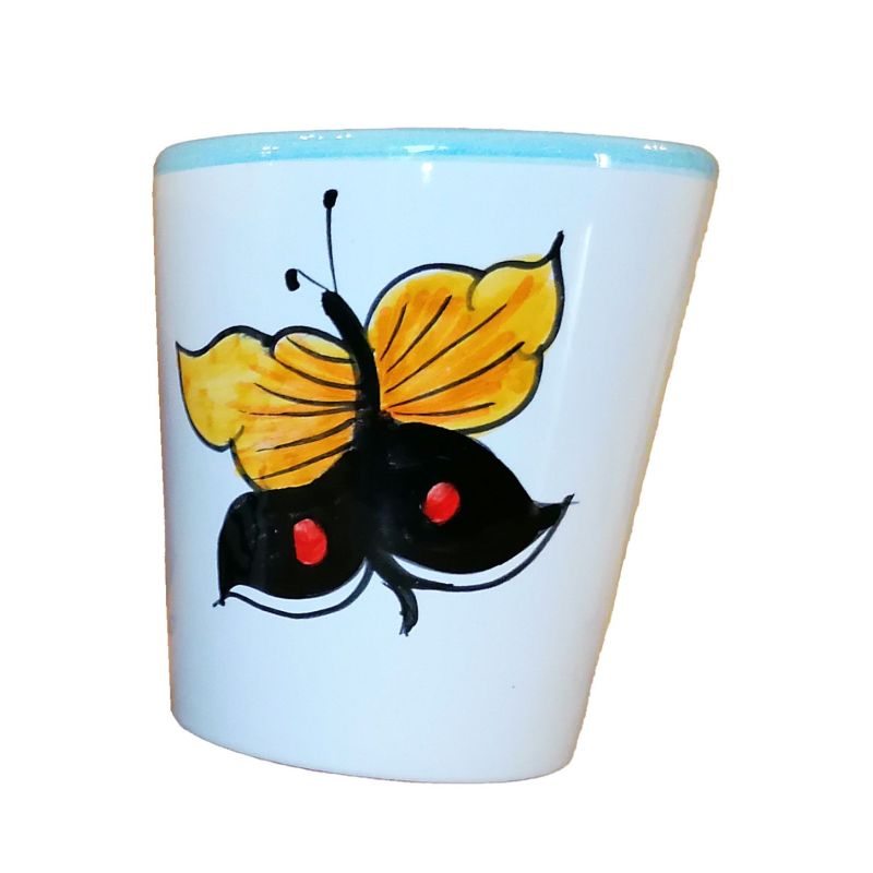 Bicchiere. Linea Farfalle. Ceramica vietrese....