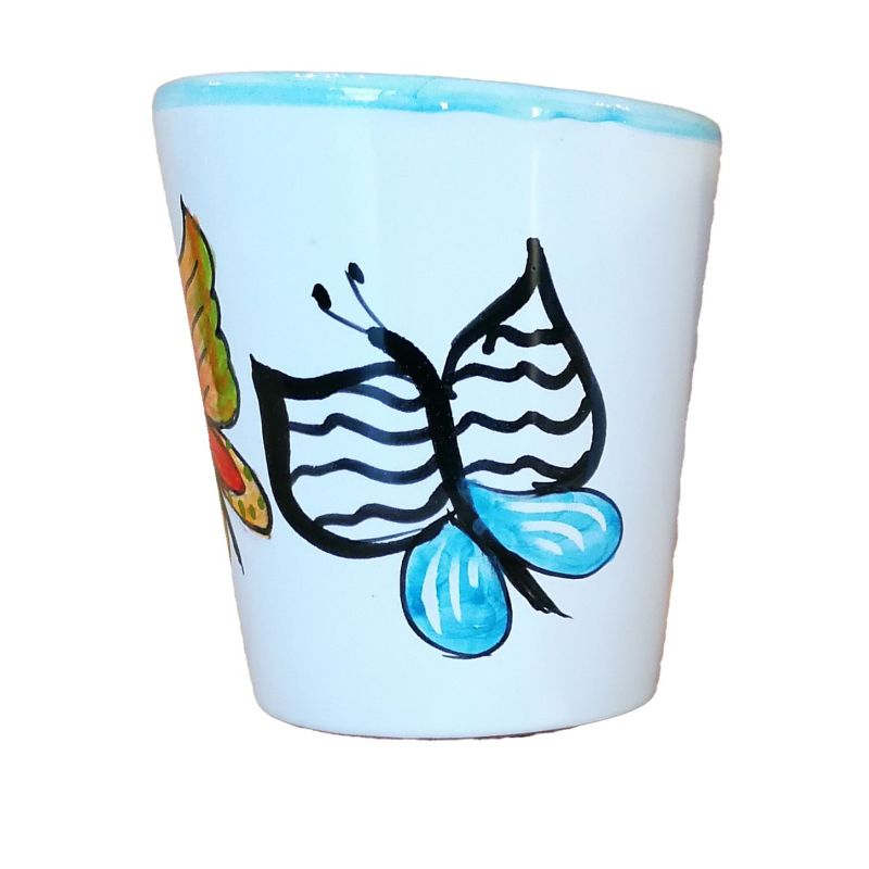 Bicchiere. Linea Farfalle. Ceramica vietrese....