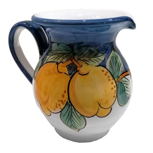 Bulbous Pitcher. Lemons Line. Vietri ceramics. Hand-painted.