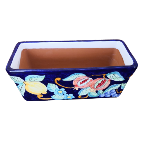 Jardinera rectangular – Fondo azul con limones y...