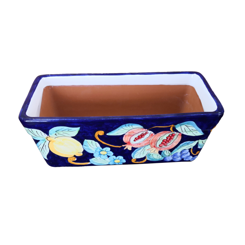 Rectangular Planter – Blue Base with Lemons and...