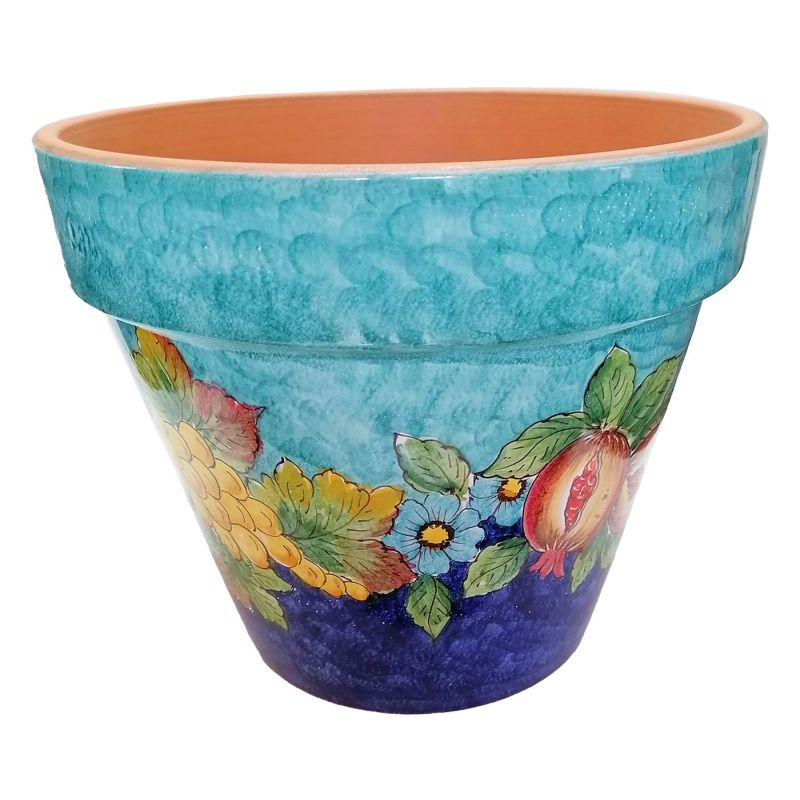 Conical pot for plants Copper green blue lemons...