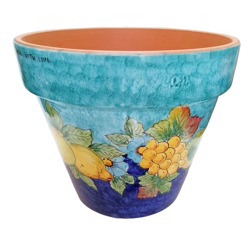 Conical pot for plants Copper green blue lemons...