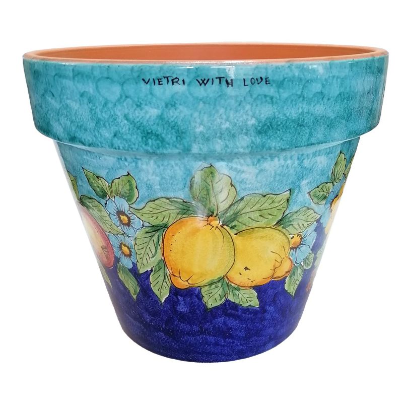Conical pot for plants Copper green blue lemons...