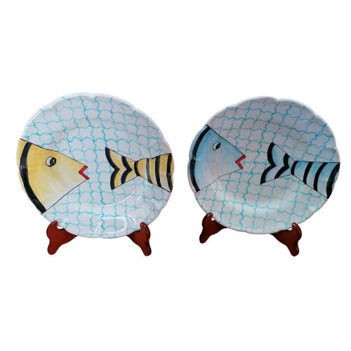 Plate. Marine Line. Vietri Ceramics. Hand-painted. Dinner Plate and Soup Plate.