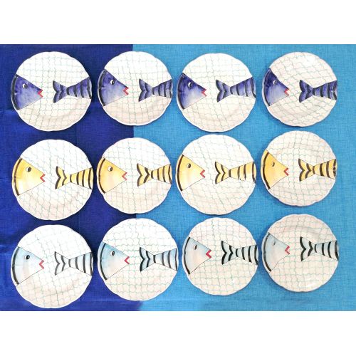 Dish, plate Sea line. Vietri Ceramics dinner and Soup Plate