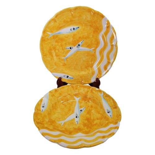 Assiette. Ligne Sardines. Céramique de Vietri. Disponible creuse, plate, à dessert ou sous-assiette.
