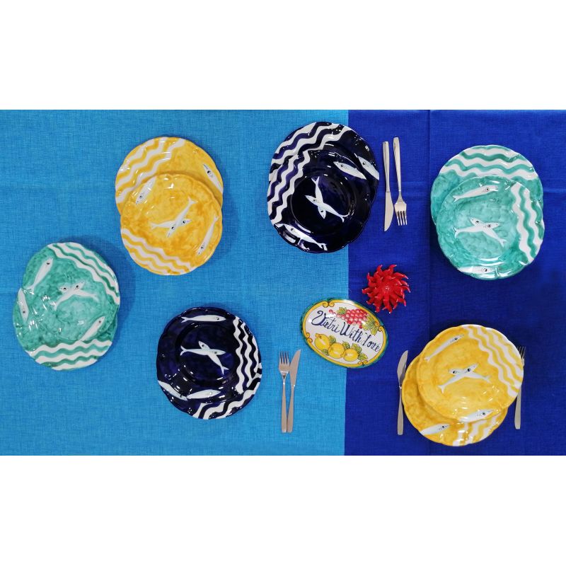 Placa de línea de sardinas. Cerámica Vietri -...