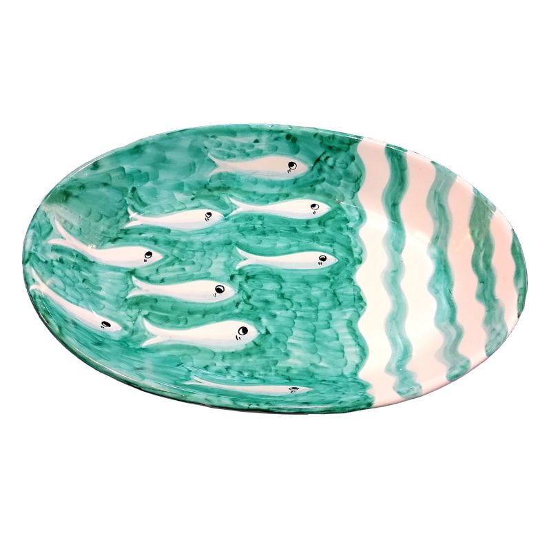 Línea de sardina lisa de Ovalina. Platos para servir en cerámica Vietri.