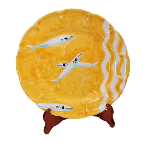 Assiette ligne de sardines. Céramique Vietri - base, dessus, fruit/gâteau ou sous-assiette disponibles