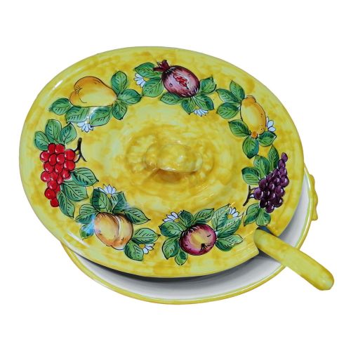 Zuppiera con mestolo. Linea Frutta. Ceramica di Vietri. Dipinta a Mano