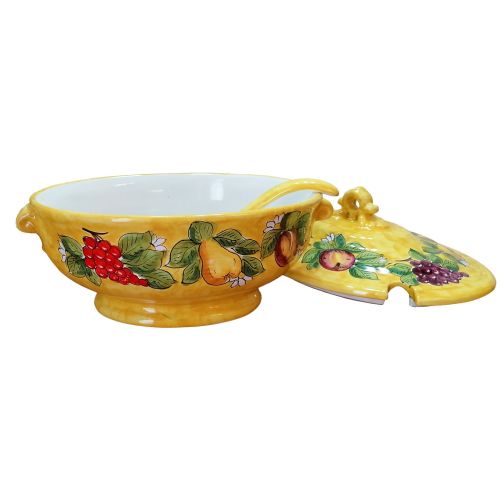 Zuppiera con mestolo. Linea Frutta. Ceramica di Vietri. Dipinta a Mano