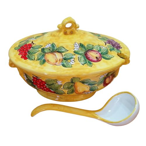 Soup Tureen with Ladle. Fruit Collection. Hand-Painted Vietri Ceramics.