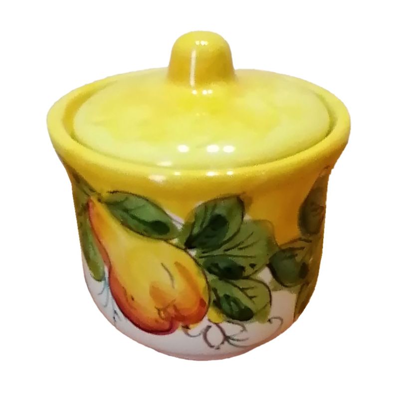 Tray with 12 cups and sugar bowl. Fruit line....