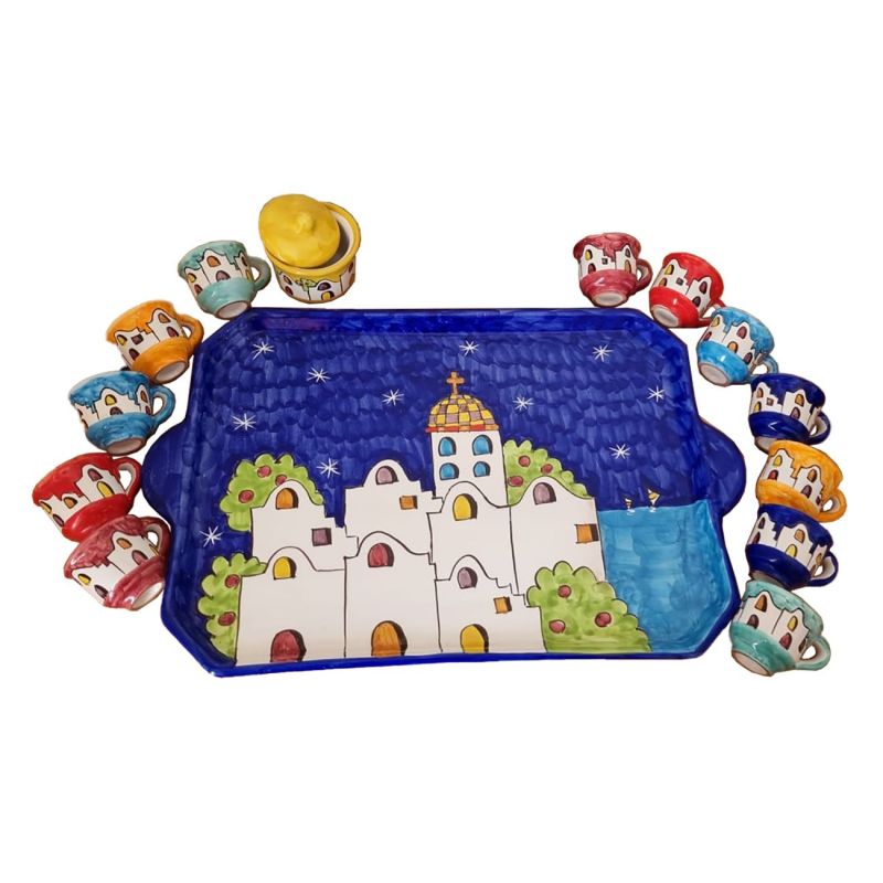 Tablett mit 12 Tassen und Zuckerdose....