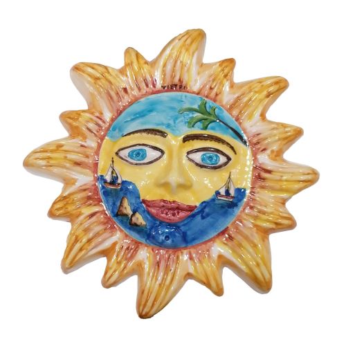 Sole da parete. Ceramica di vietri dipinta a mano.