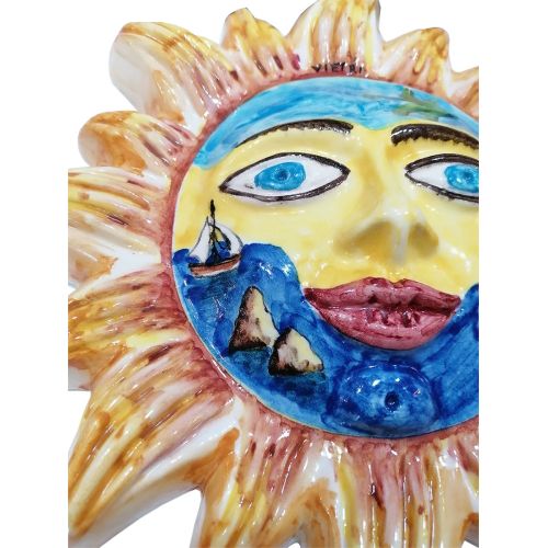 Sun wall mount handpainted Vietri ceramic