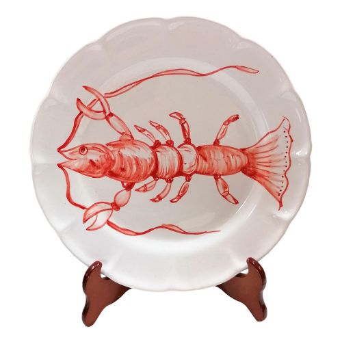 Dish, Plate sea line lobster, handpainted in Vietri ceramic dinner, fruit/dessert underplate