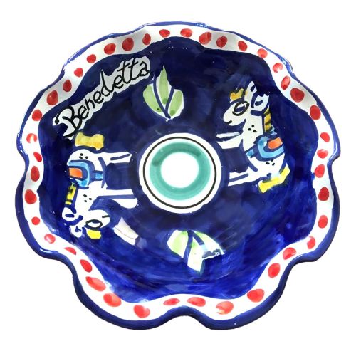 Coppa smerlata. Linea Animaletti. Ceramica di Vietri dipinta a mano.