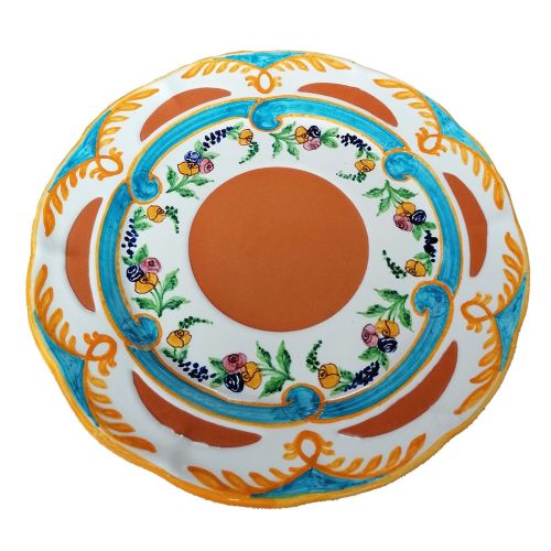 Dish, Plate made with the relief inlay technique, handpainted in Vietri ceramic dinner, fruit/dessert underplate