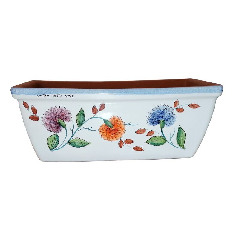 Jardinera rectangular -flores de fondo blanco