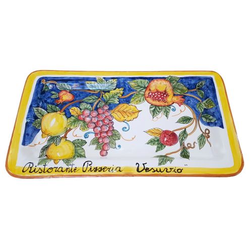 Vassoio rettangolare decoro Fruttina. Personalizzato Ceramica di Vietri dipinta a mano.