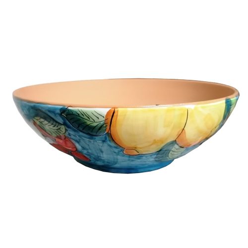 Vaso ciotola decoro Fiori e Limoni.  Ceramica di Vietri dipinto a mano.