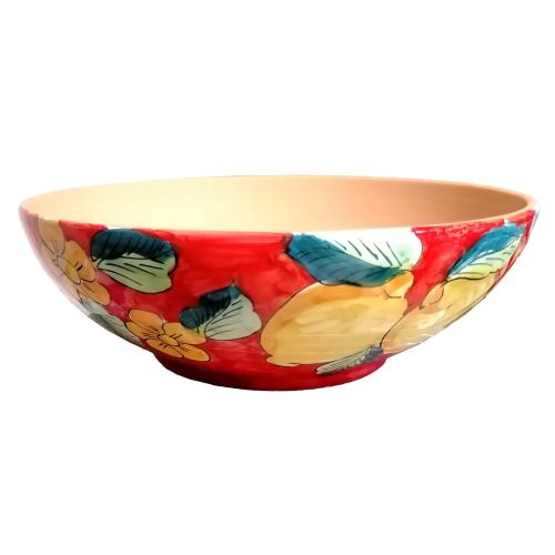 Vaso ciotola decoro Frutta e Limoni.  Ceramica di Vietri dipinto a mano.