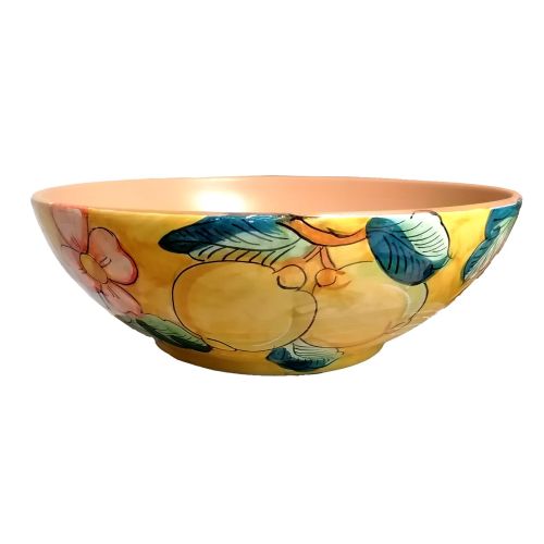 Vase bowl for plants flowers and Lemons. handpainted Vietri ceramic