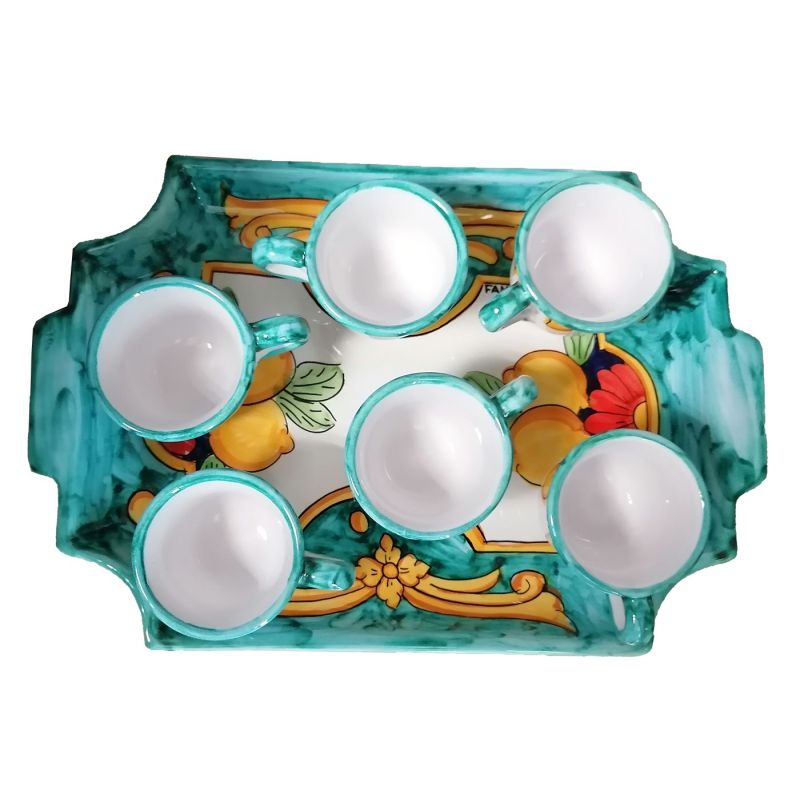 Tablett mit 6 Espressotassen. Barock-Linie....