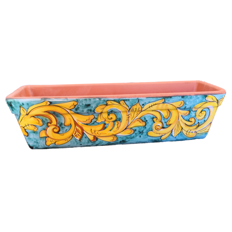 Rectangular Planter. Green Ramina and Yellow...